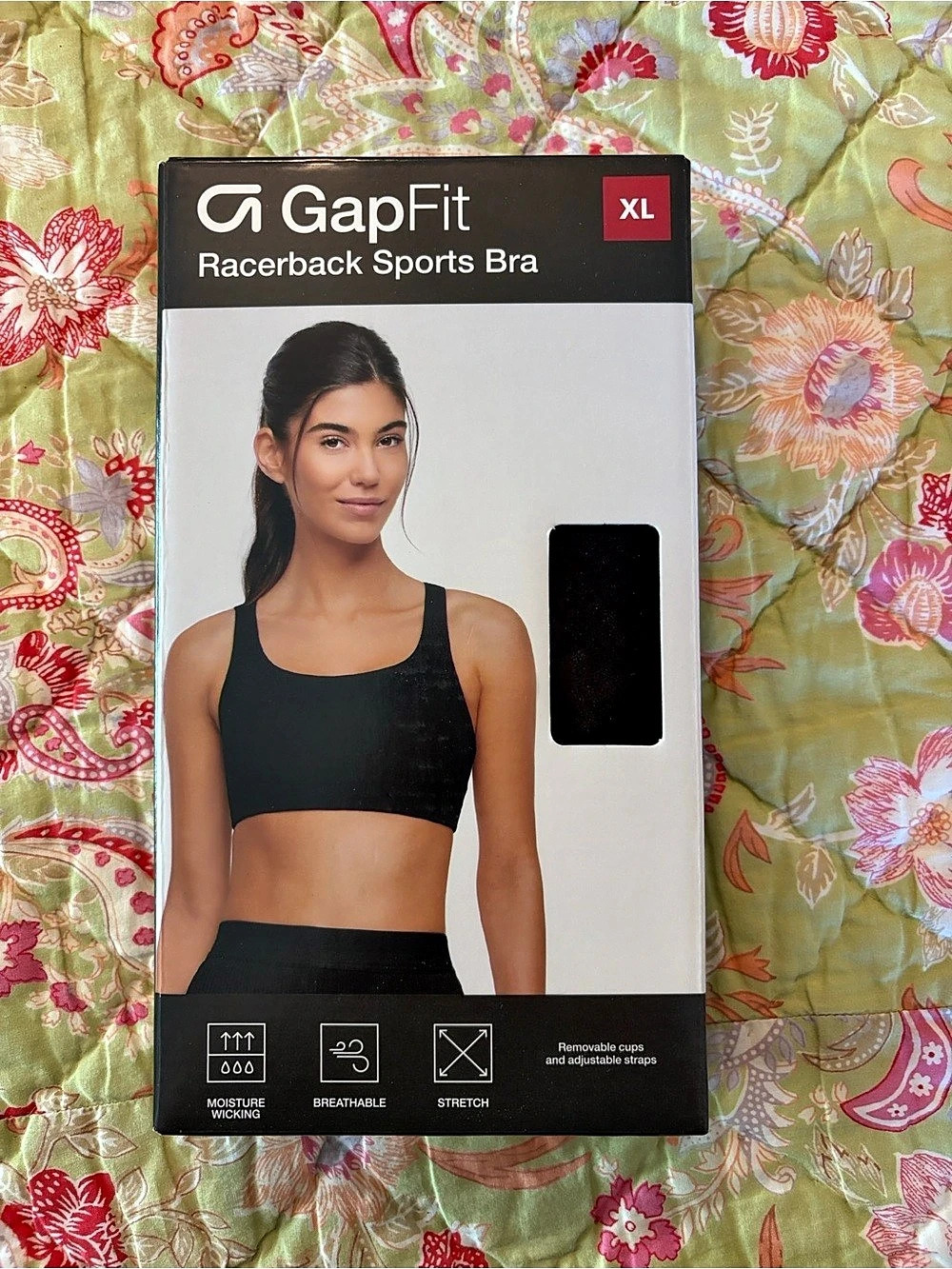 GapFit Racerback Sports Bra Black Size XL NWT